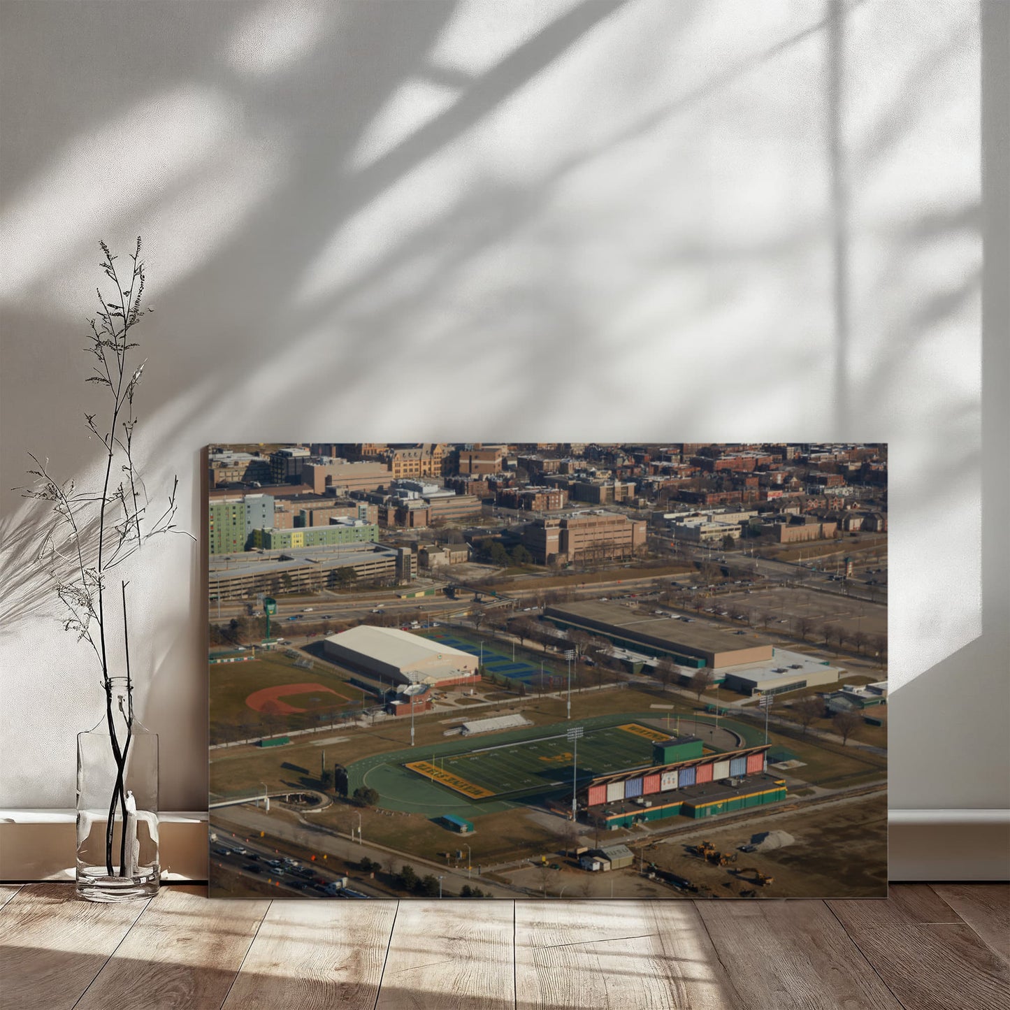 Canvas Wall Art - Detroit, Michigan, Wayne State University campus, including its football stadium
