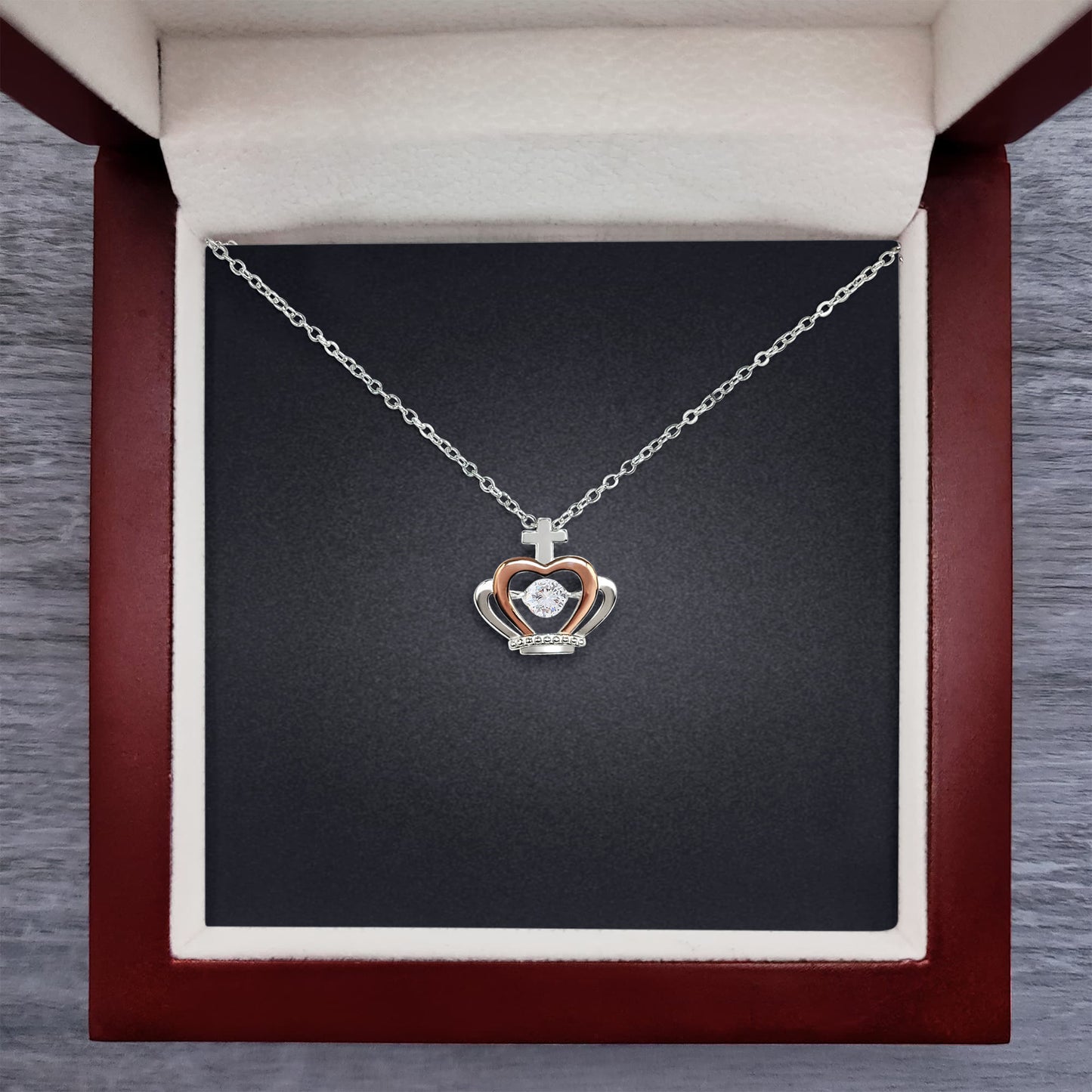 Crown Pendant Necklace with Personalized Card