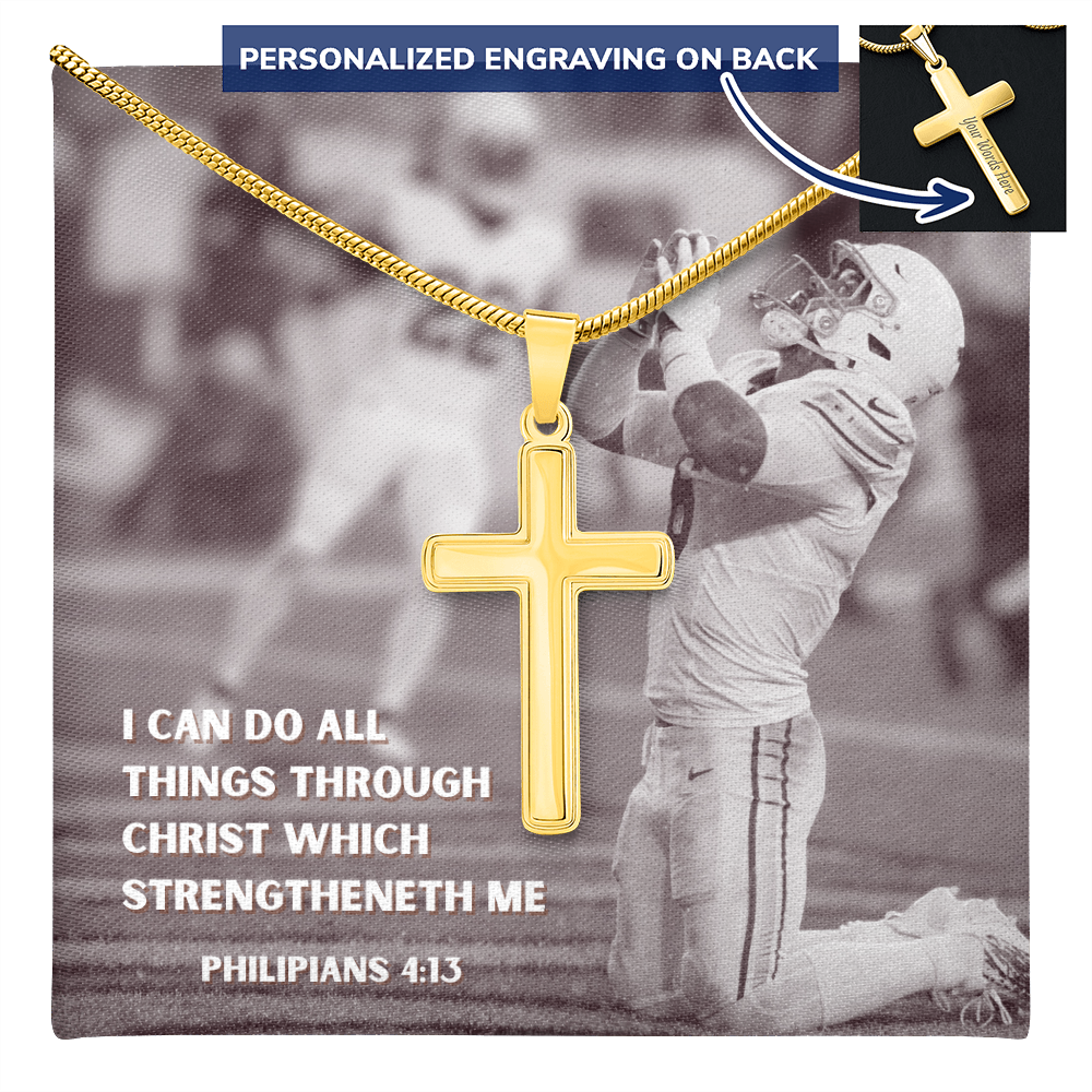 Engraved Cross Necklace with Snake Chain For Christians