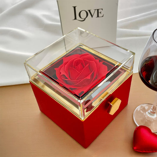 Love Knot Necklace with Rotating Rose Gift Box and Personalized Card for Your Wife