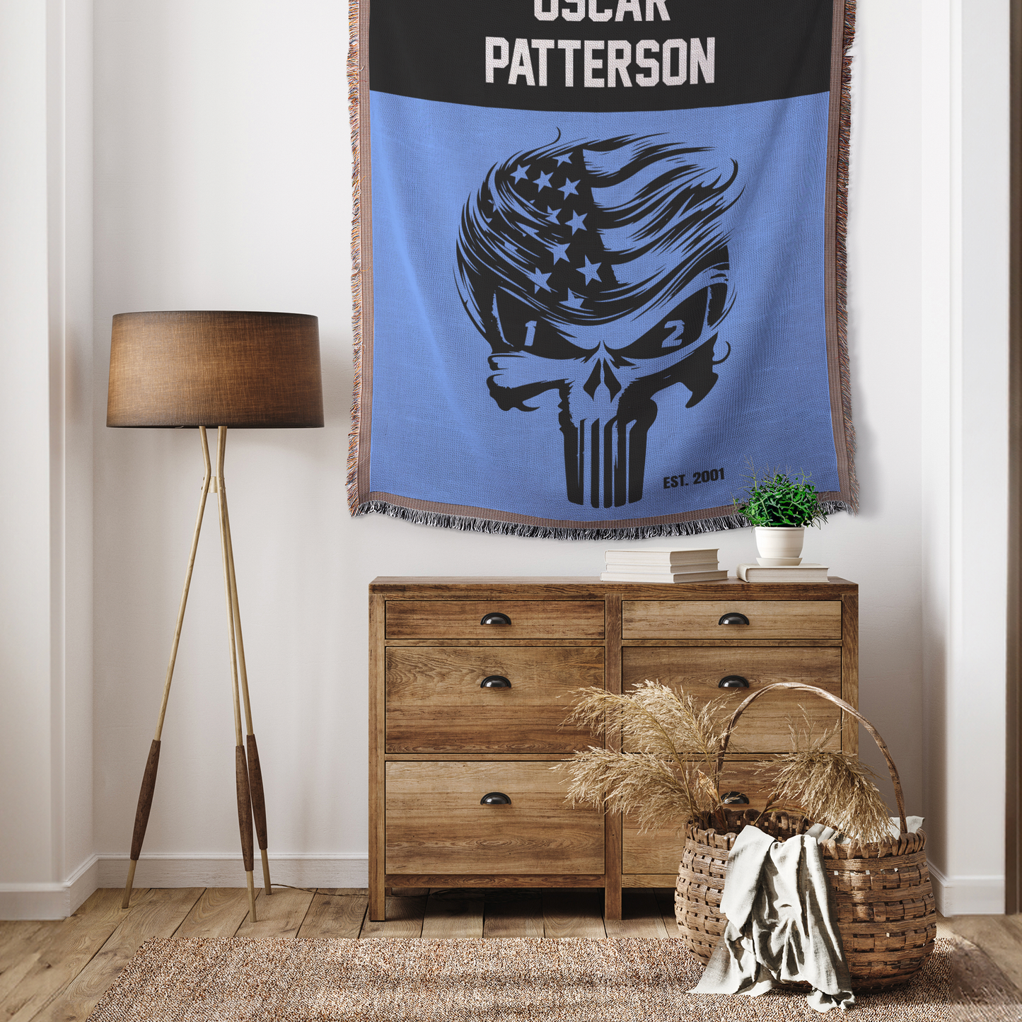 Woven Blanket SCULL with Name & Date