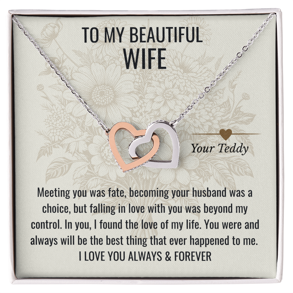 Interlocking Hearts Necklace with Personalized Card