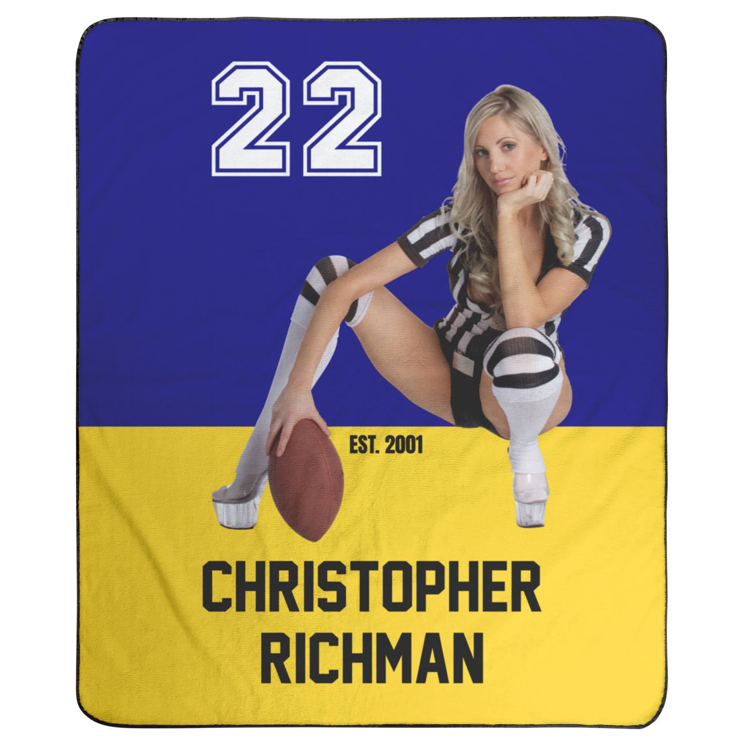 Soft personalized football blankets collection – ultra-plush custom fleece throws with team logo, player name, number & text for NFL college fans, cozy couch bed tailgate stadium blanket by AFFANS LLC