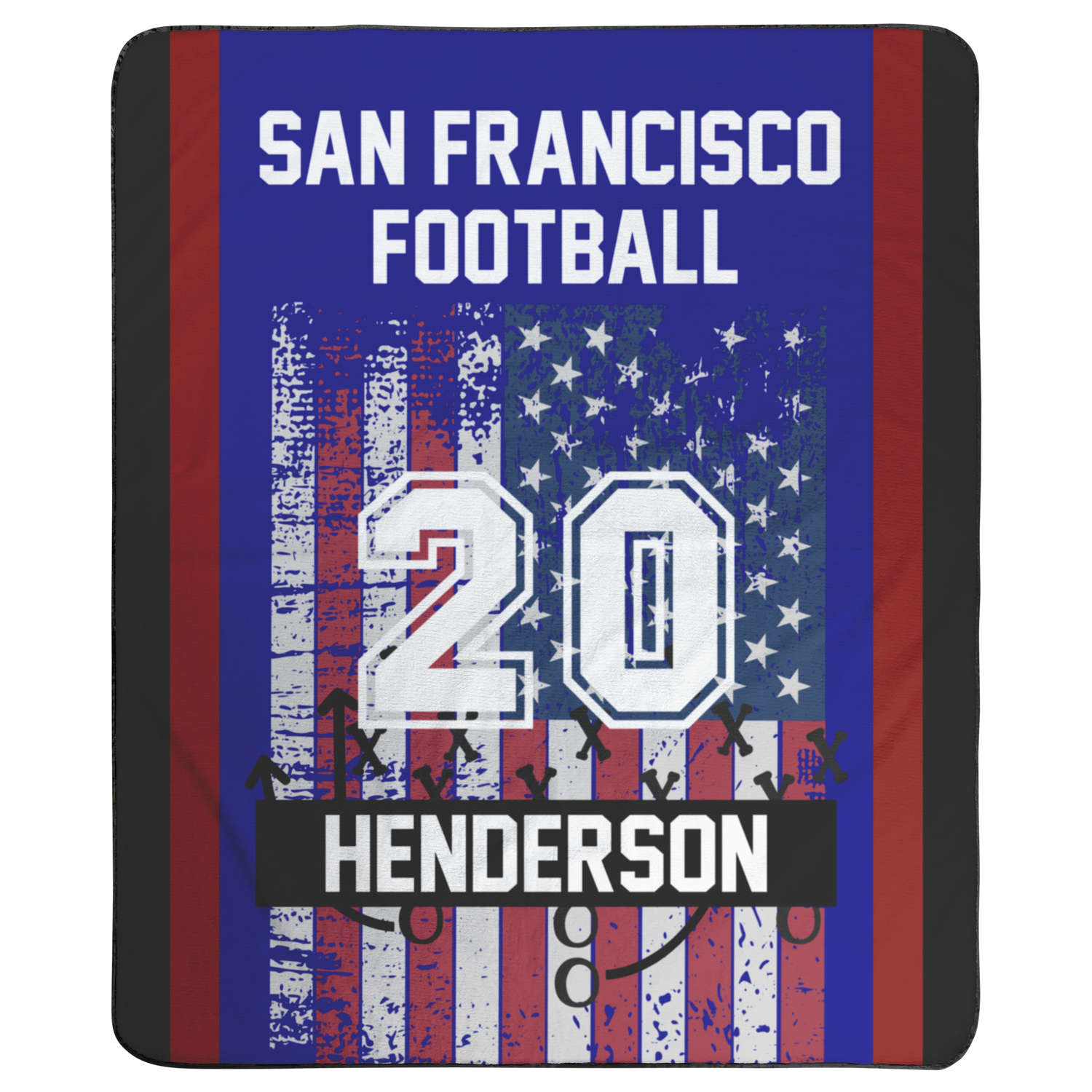 Personalized stadium blankets collection – custom football fleece throws with team logo, player name, number & text for NFL college fans, game day tailgate stadium seating cozy blanket by AFFANS