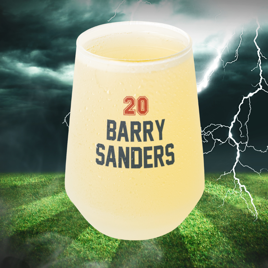 Personalized 13 oz Frosted Stemless Wine Glass - Football Design with Custom Text