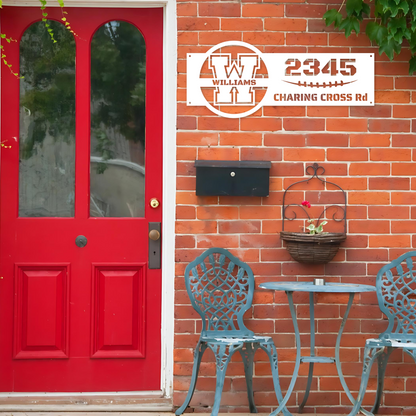 Address sign with monogram in FOOTBALL style