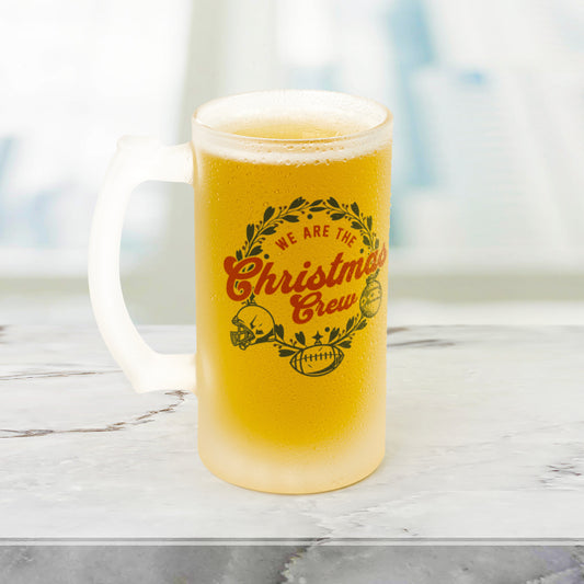 Personalized 16 oz Frosted Beer Stein - Football Design with Custom Text