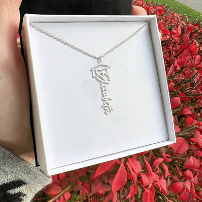 Personalized Graduation Name and Year Necklace - Class of 2026 Cap Pendant