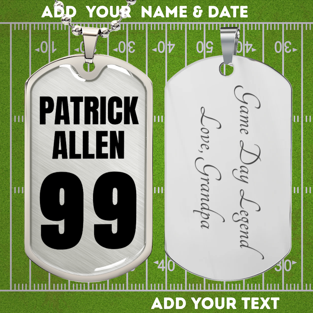 Personalized Engraved Dog Tag Necklace with Name and Number