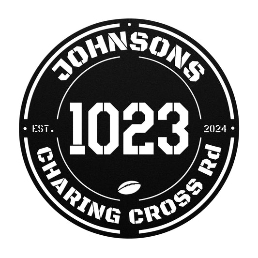 Address ROUND sign with Text & Date