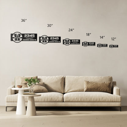 Address sign with monogram in FOOTBALL style