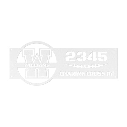 Address sign with monogram in FOOTBALL style