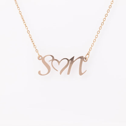 17 – 19 inch adjustable necklace whith Personalized Charm DOUBLE INITIAL HEART