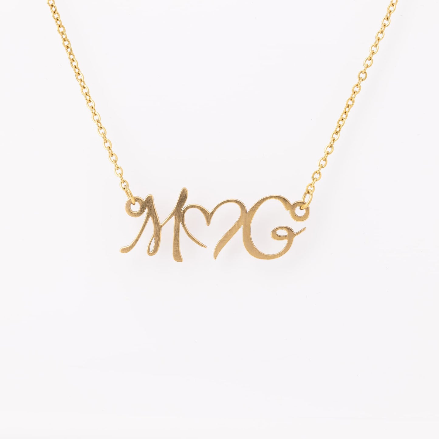 17 – 19 inch adjustable necklace whith Personalized Charm DOUBLE INITIAL HEART