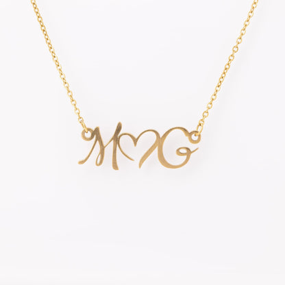 17 – 19 inch adjustable necklace whith Personalized Charm DOUBLE INITIAL HEART