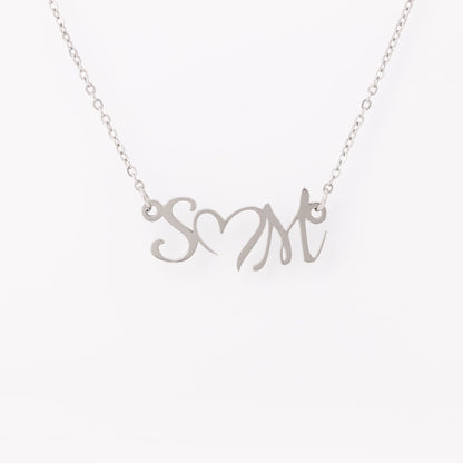 17 – 19 inch adjustable necklace whith Personalized Charm DOUBLE INITIAL HEART