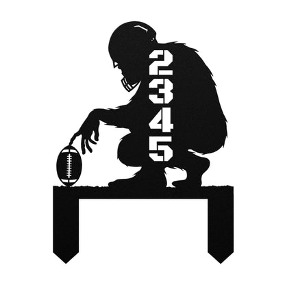 In-ground Address sign BIGFOOT AND FOOTBALL