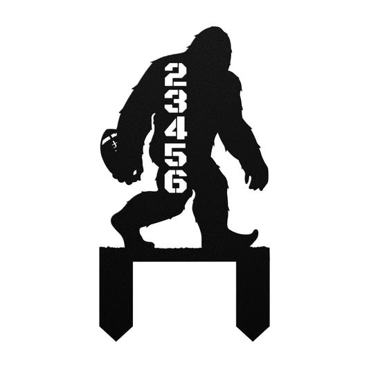 In-ground Address sign BIGFOOT PLAYING FOOTBALL