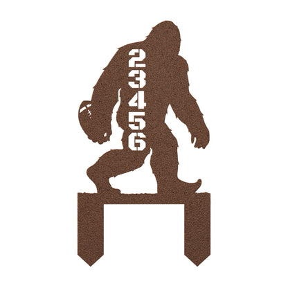 In-ground Address sign BIGFOOT PLAYING FOOTBALL