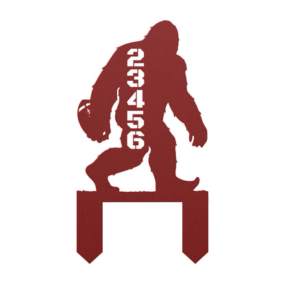 In-ground Address sign BIGFOOT PLAYING FOOTBALL