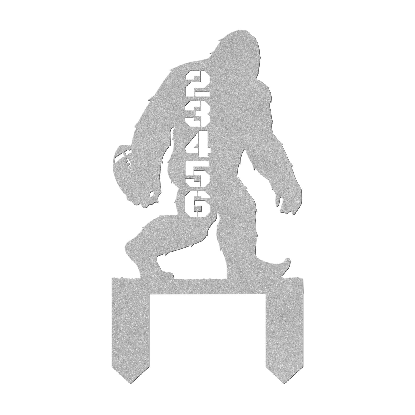 In-ground Address sign BIGFOOT PLAYING FOOTBALL