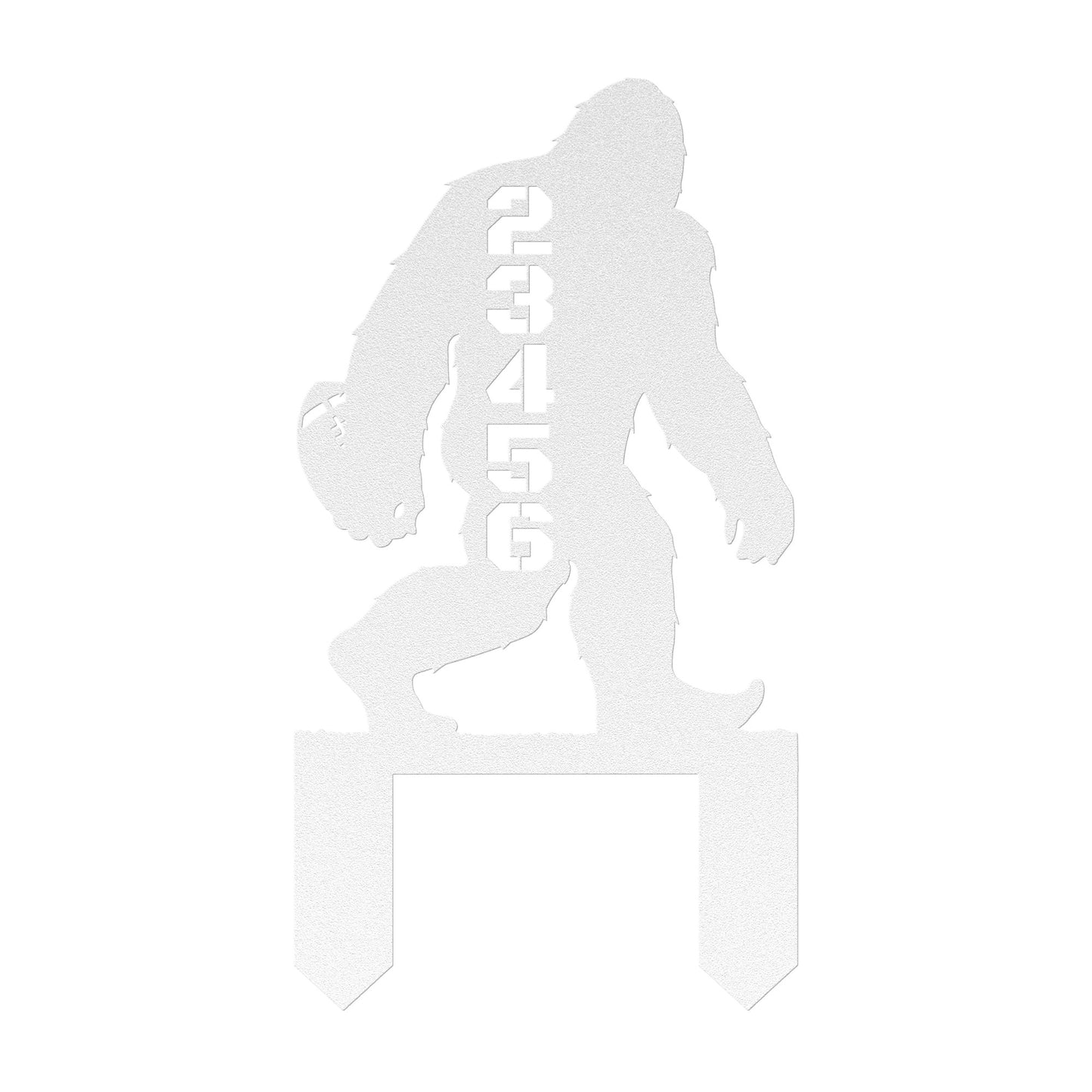 In-ground Address sign BIGFOOT PLAYING FOOTBALL