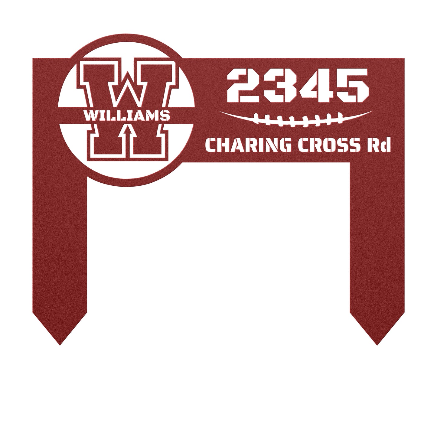 In-ground Address sign with monogram in FOOTBALL style