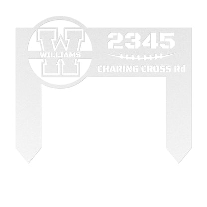 In-ground Address sign with monogram in FOOTBALL style