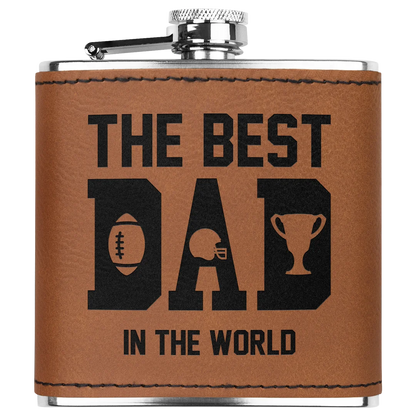 Personalized 6 oz Stainless Steel Football Fan Flask for Dad - Custom Laser Engraved Dad