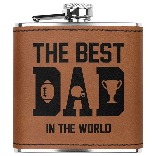 Personalized 6 oz Stainless Steel Football Fan Flask for Dad - Custom Laser Engraved Dad