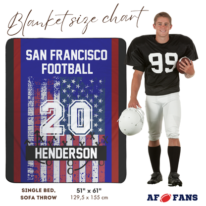 Personalized Stadium Blanket with Custom Team Scheme, Colors, Name & Number