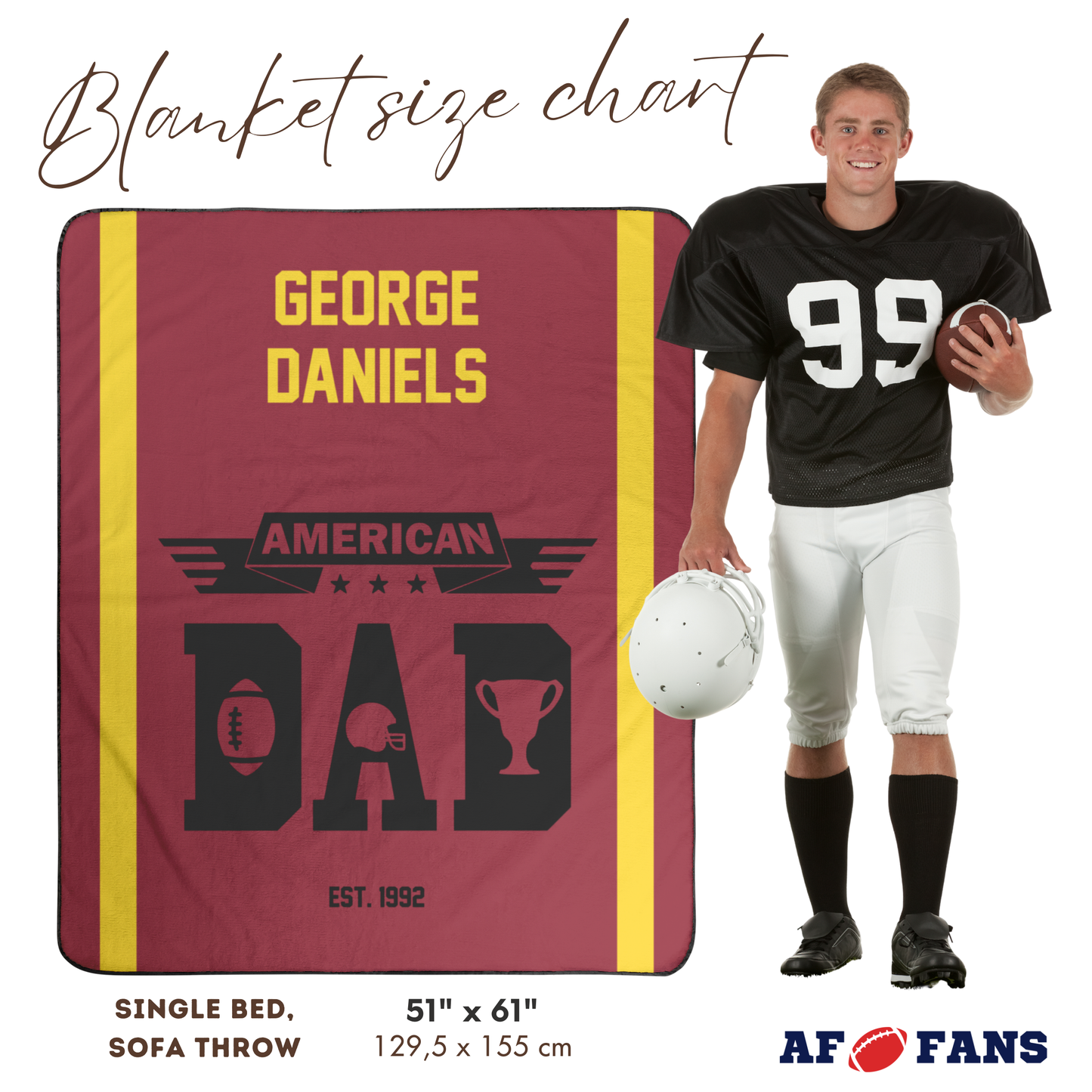 Personalized Stadium Blanket 'American Dad' with Custom Text