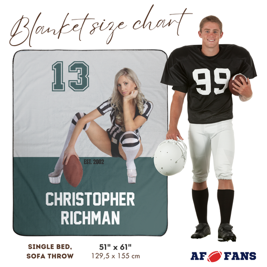 Personalized Stadium Blanket with Football Team Colors, Girl, Number & Text