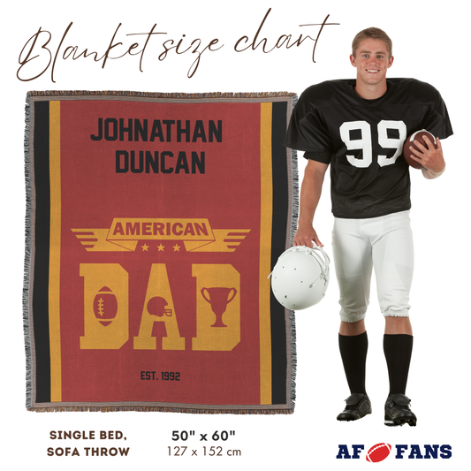 Personalized Woven Throw Blanket 'American Dad' - Custom Text for Father's Day or Family Gift