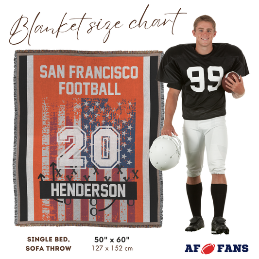 Personalized Woven Blanket with Custom Team Scheme, Colors, Name & Number