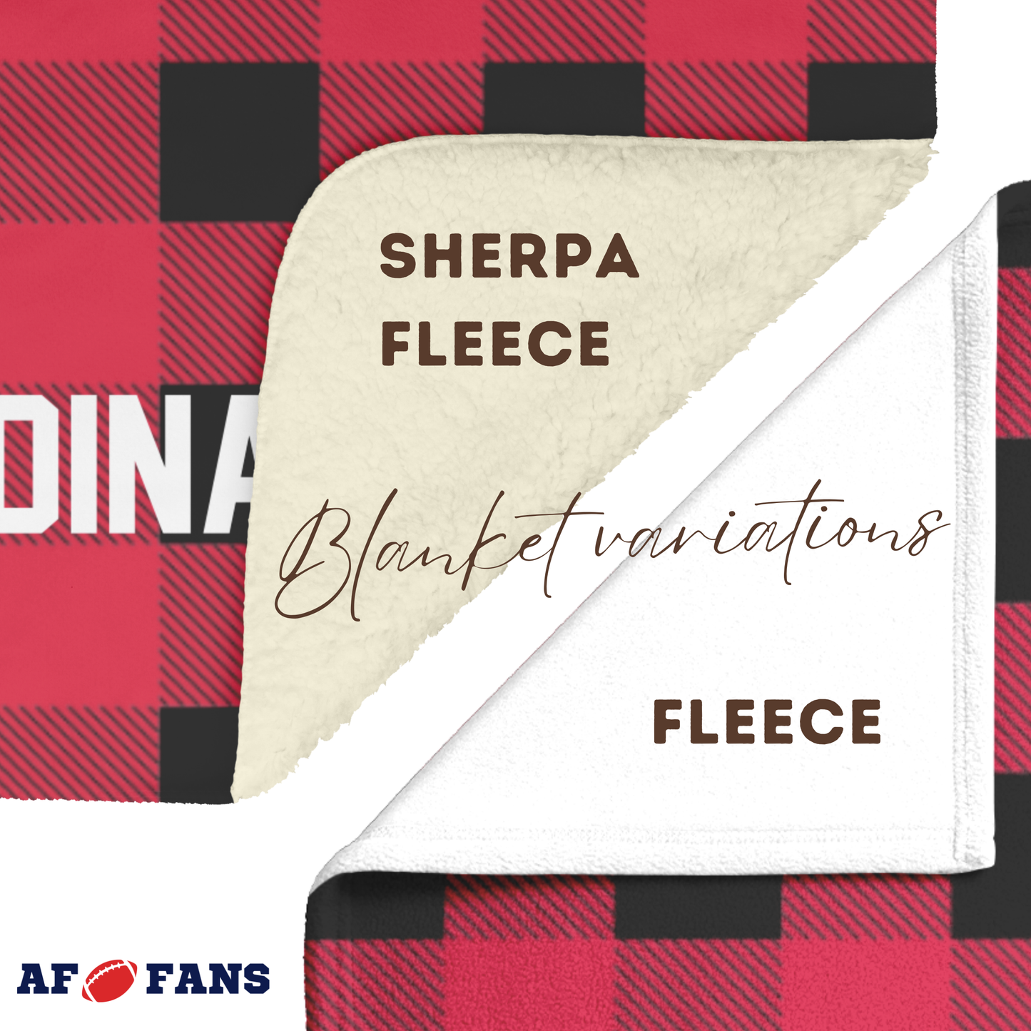 Personalized Plaid Fleece Blanket in Football Team Colors - Custom Text for Couch, Bed & Game Day