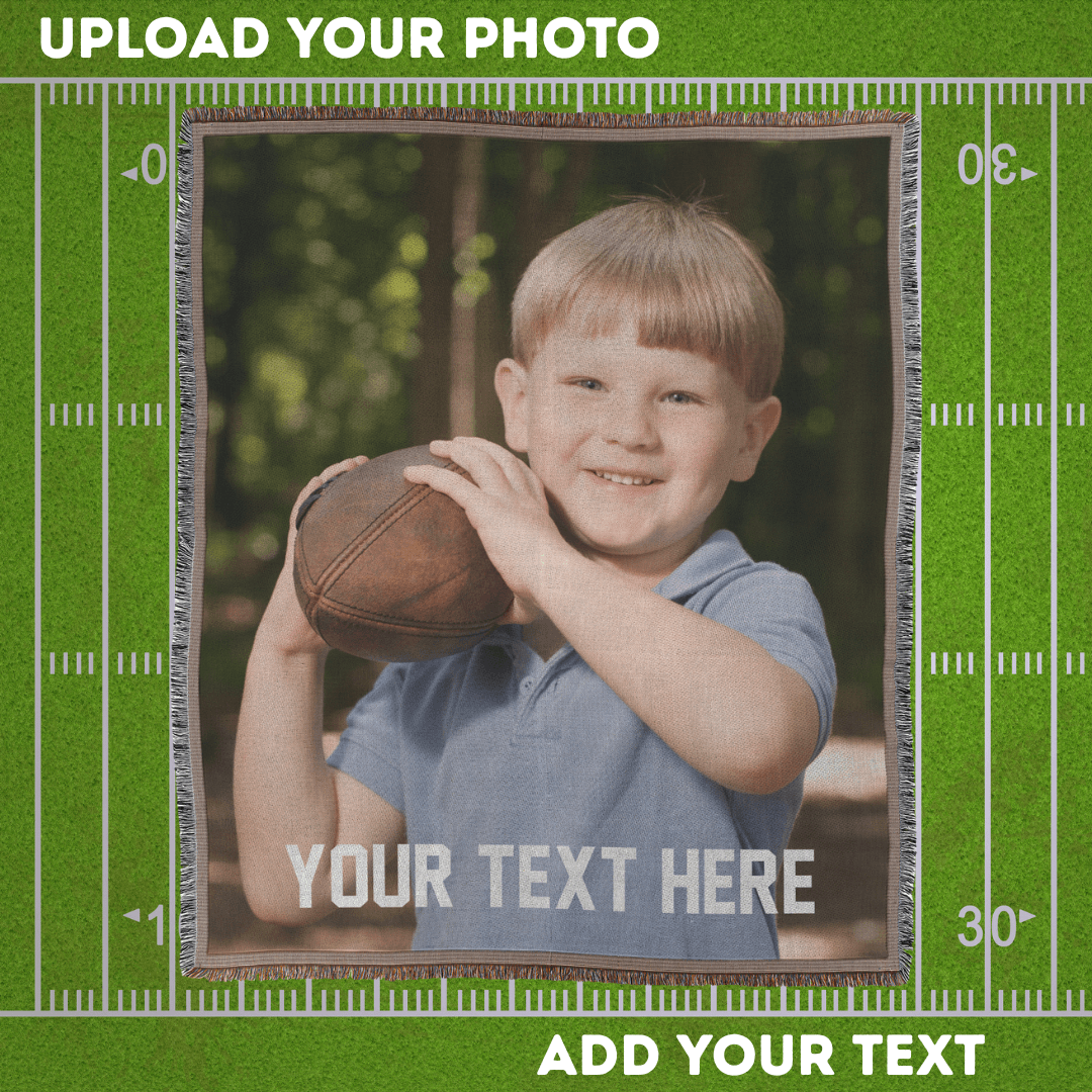 Personalized Woven Photo Blanket with Custom Text