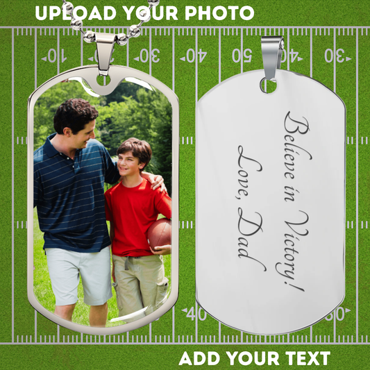 Luxury Military Style Necklace with Custom Engraving and Photo