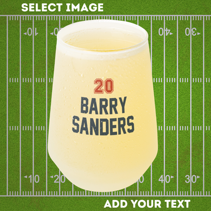 Personalized 13 oz Frosted Stemless Wine Glass - Football Design with Custom Text