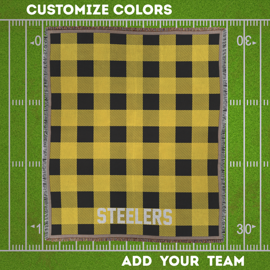Personalized Football Team Colors Woven Throw Blanket - Custom Text for Game Day, Couch & Bed