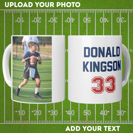 Personalized 11 oz Football Mug with Custom Text, Photo or Picture