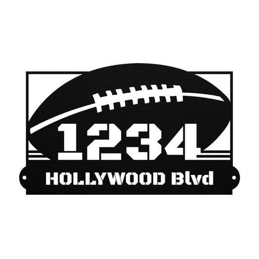 Address sign with FOOTBALL BALL