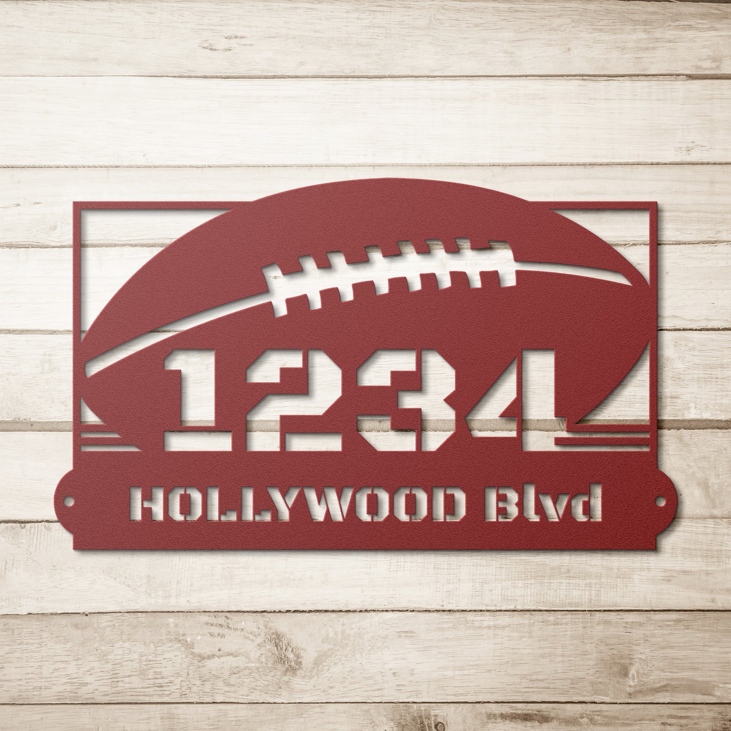 Address sign with FOOTBALL BALL