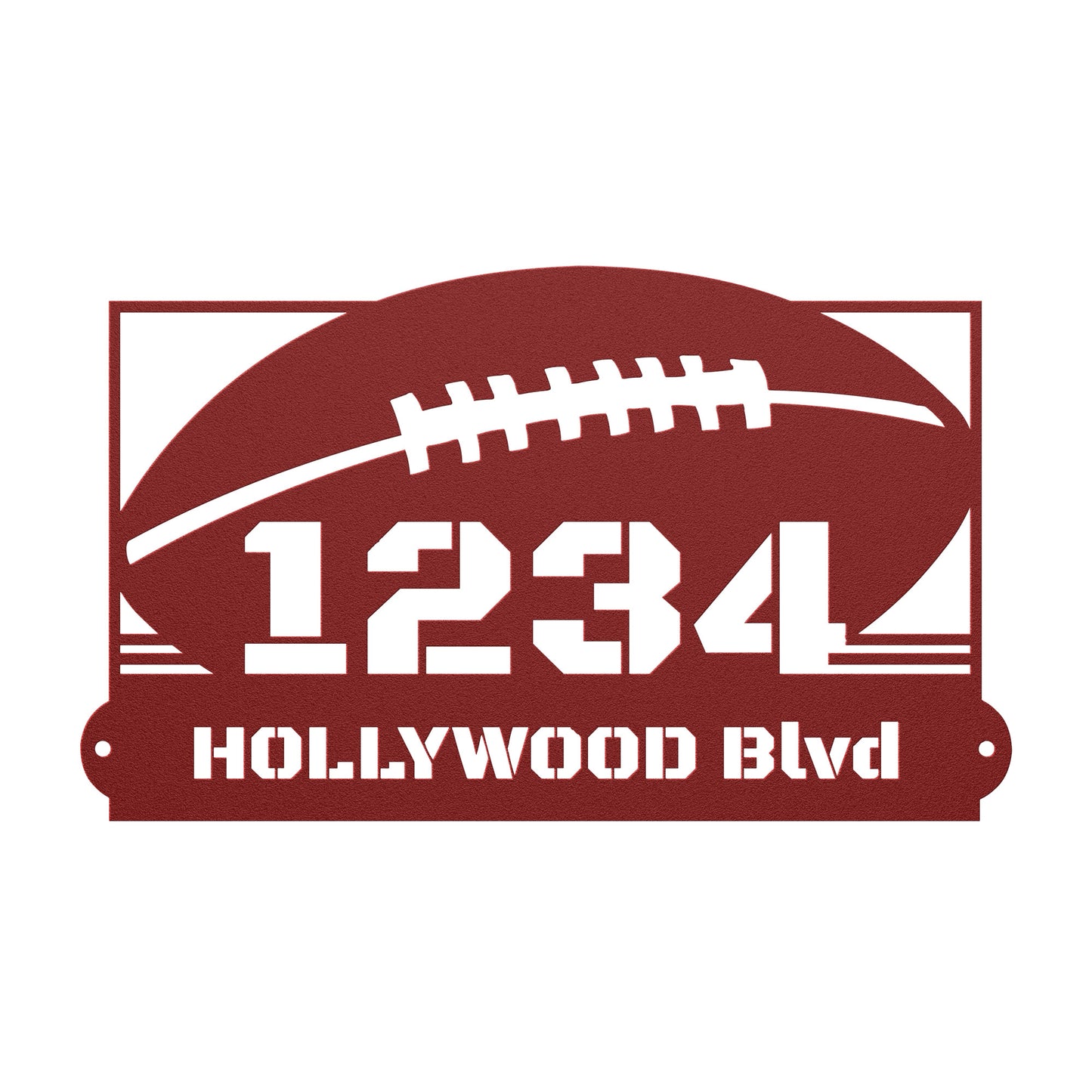 Address sign with FOOTBALL BALL