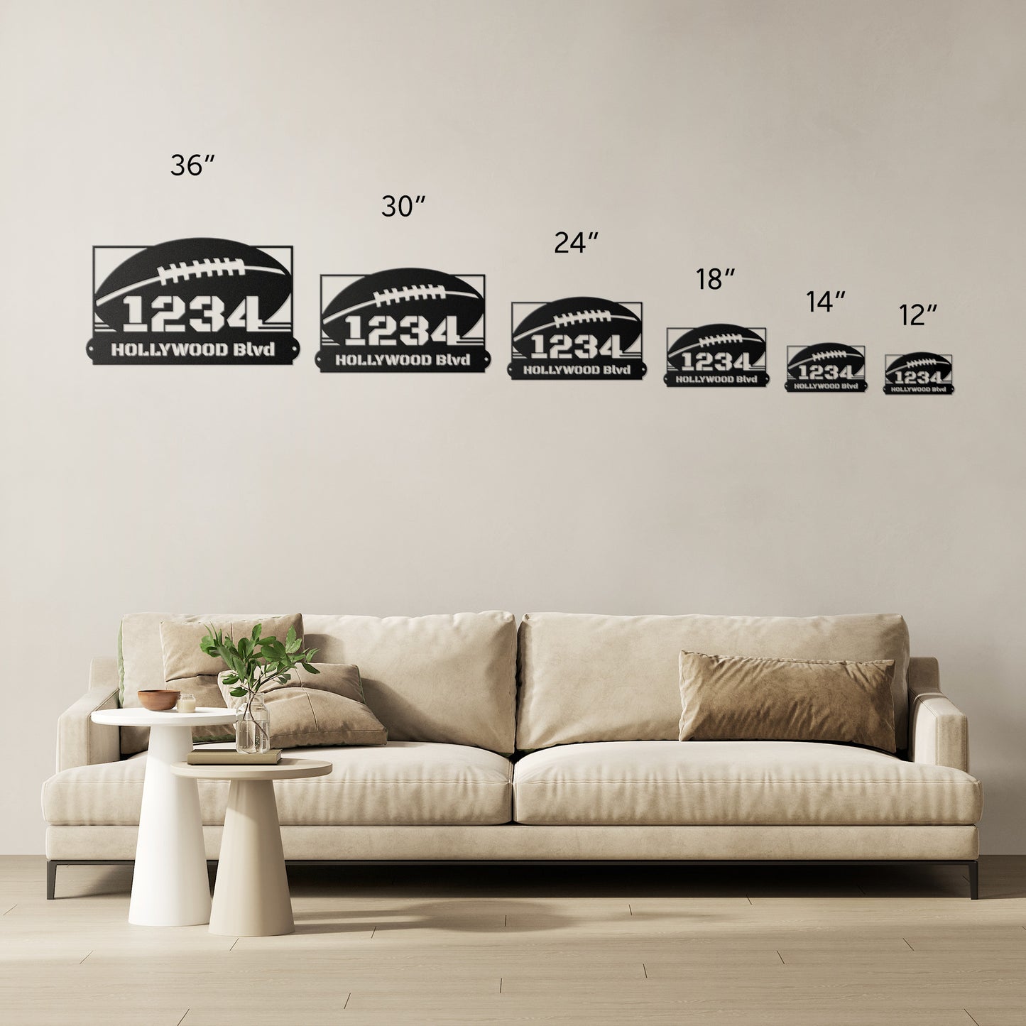 Address sign with FOOTBALL BALL