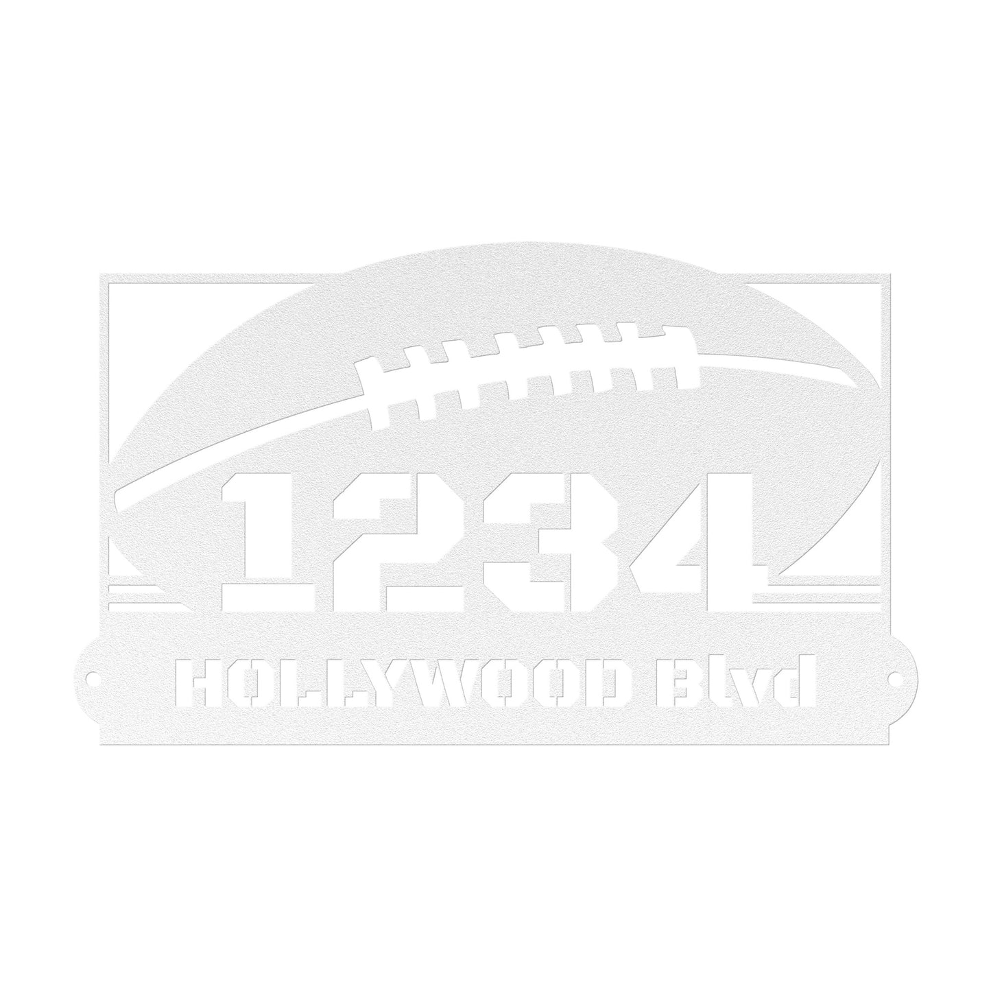 Address sign with FOOTBALL BALL