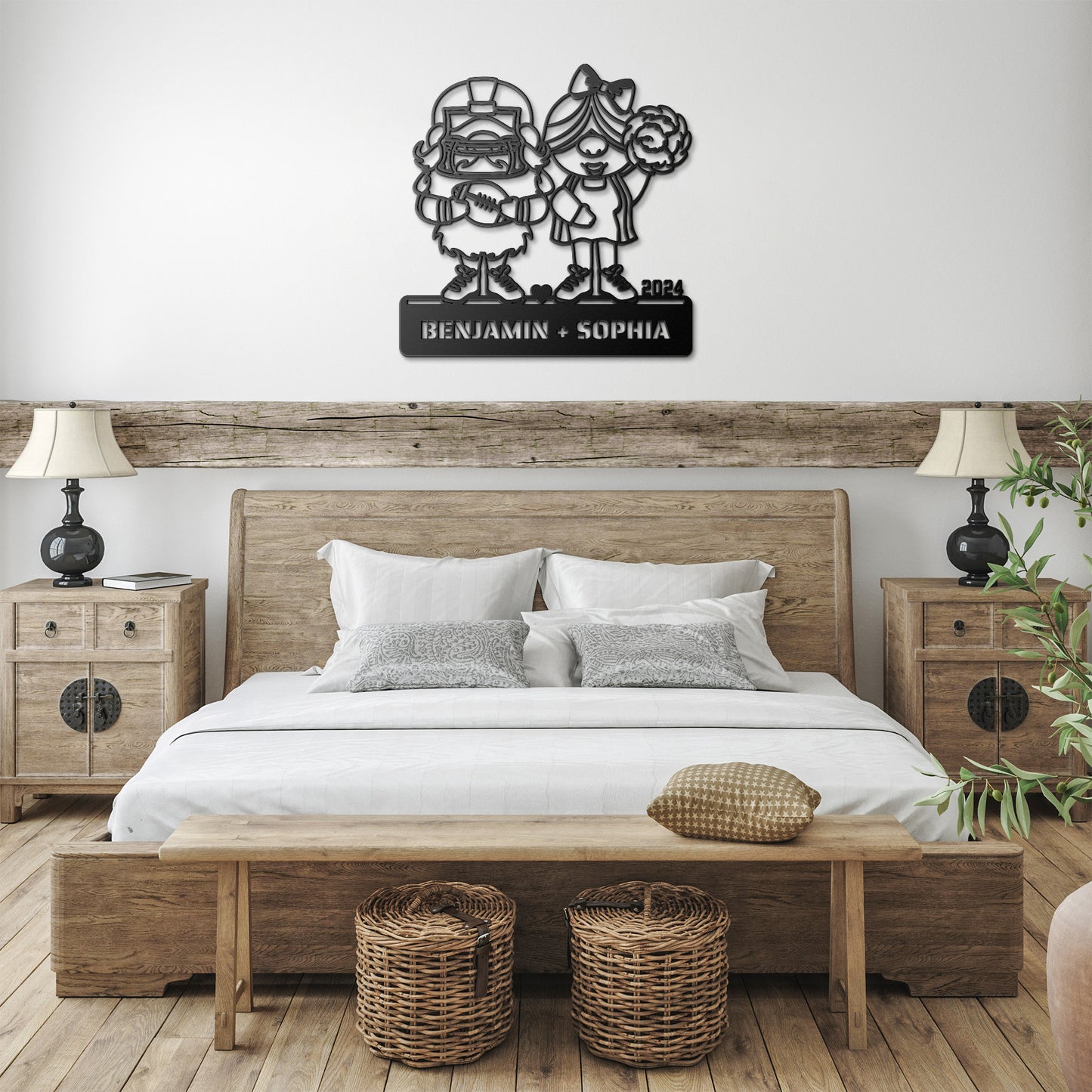Personalized Metal Sign 'Football Coach & Cheerleader' with Custom Text & Date