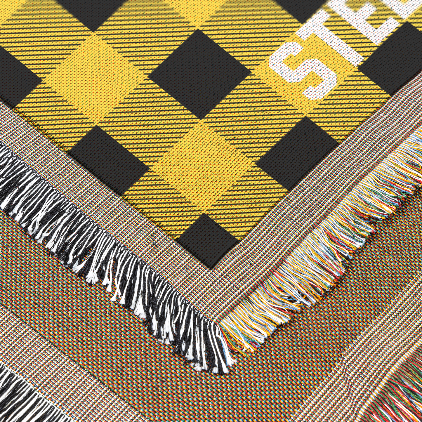 Personalized Football Team Colors Woven Throw Blanket - Custom Text for Game Day, Couch & Bed