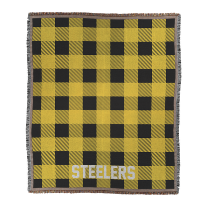 Personalized Football Team Colors Woven Throw Blanket - Custom Text for Game Day, Couch & Bed