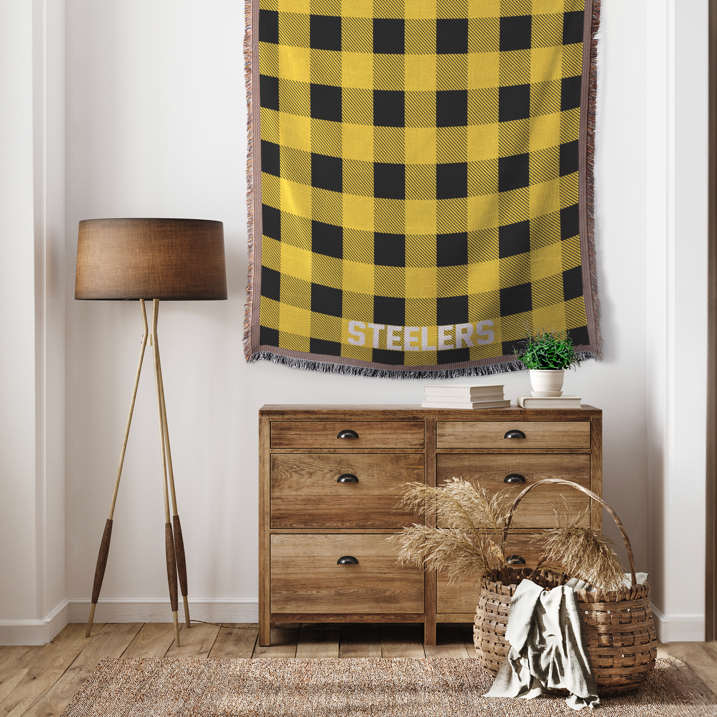 Personalized Football Team Colors Woven Throw Blanket - Custom Text for Game Day, Couch & Bed